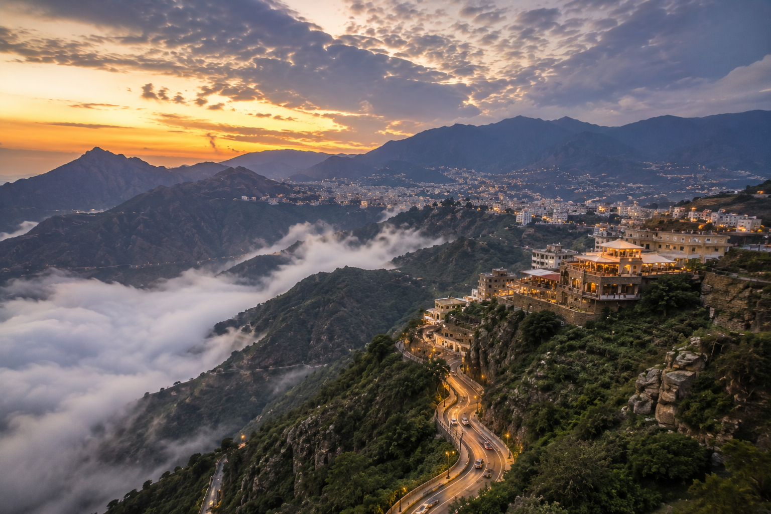 Village traditionnel dans les montagnes Asir près d'Abha